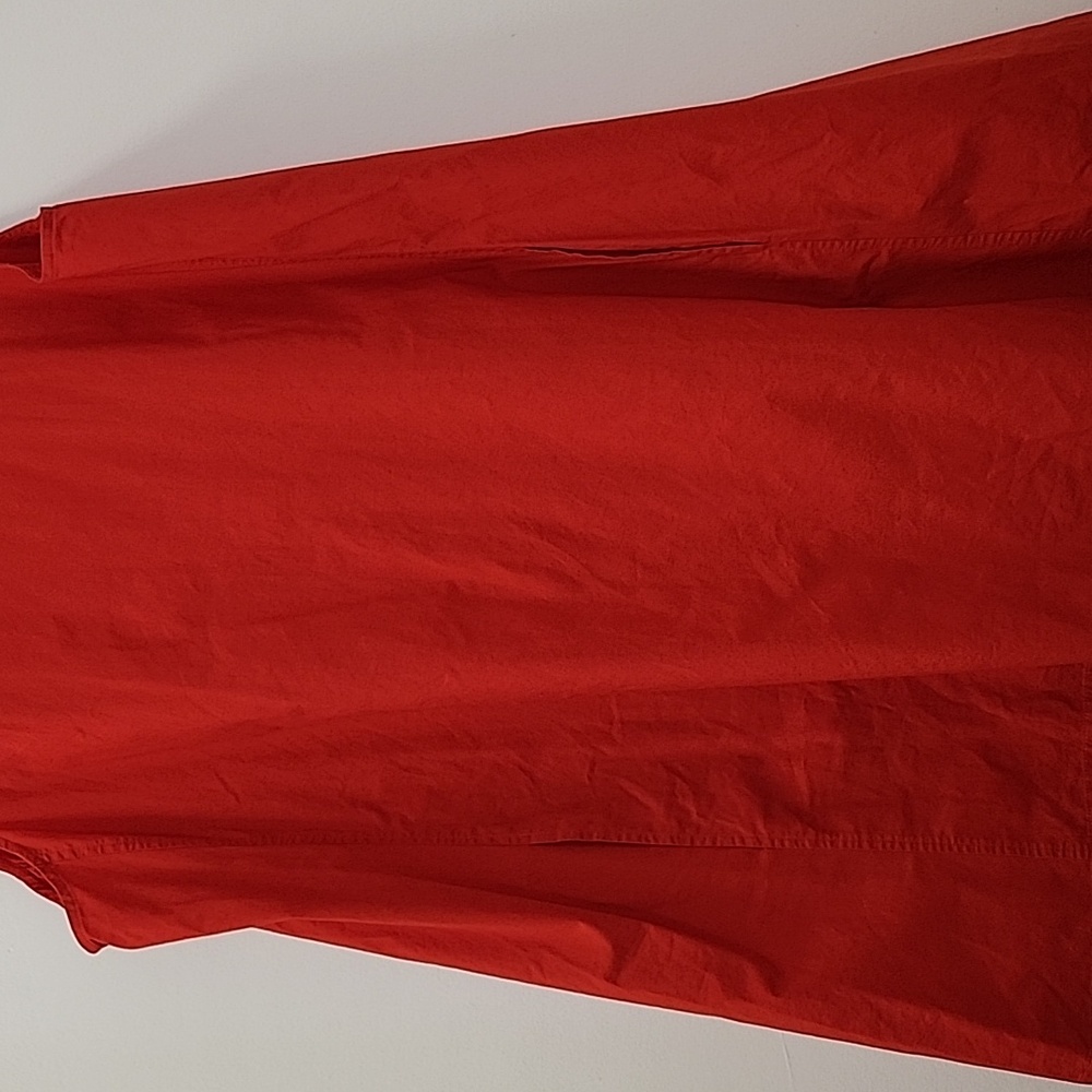 Eileen Fisher Poplin Dress  96% Organic Cotton Stretch Red  Sleeveless SZ Large - Picture 10 of 16